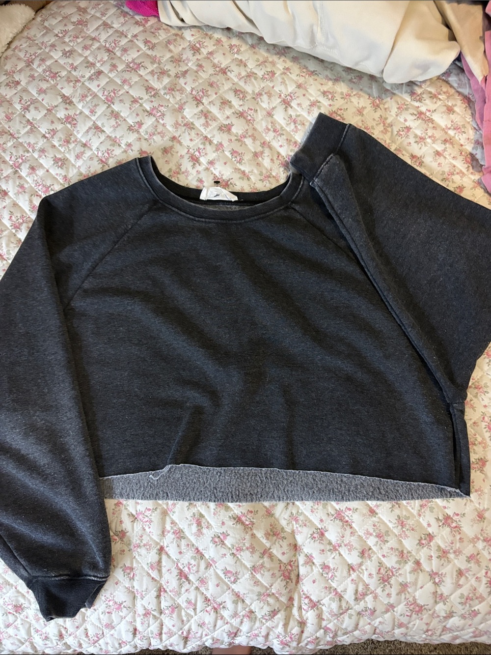 Double Zero Charcoal Gray Cropped Sweatshirt
